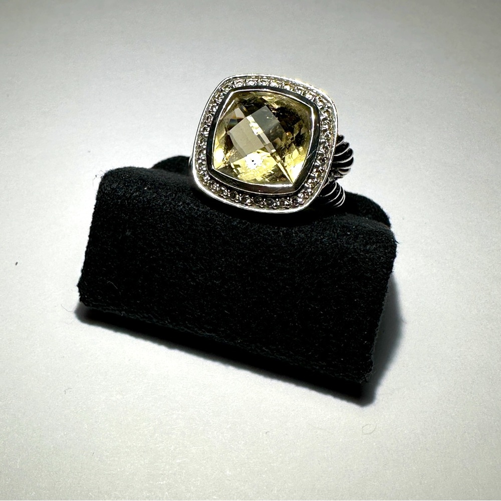David Yurman Albion 11mm Smoky Quartz and Diamond Ring